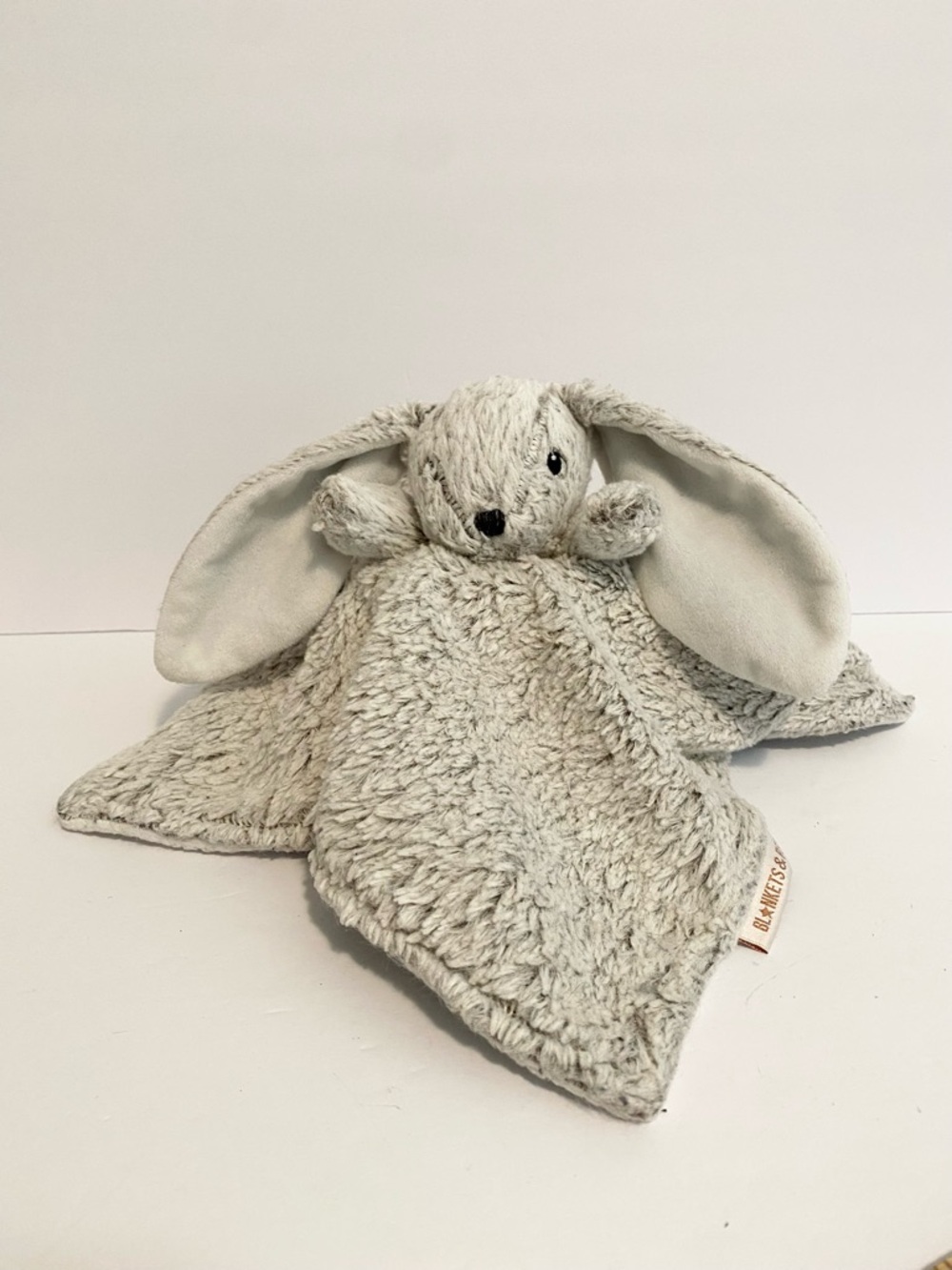Blankets & Beyond Bunny Lovey Gray White Marled Security Blanket Plush Baby Toy